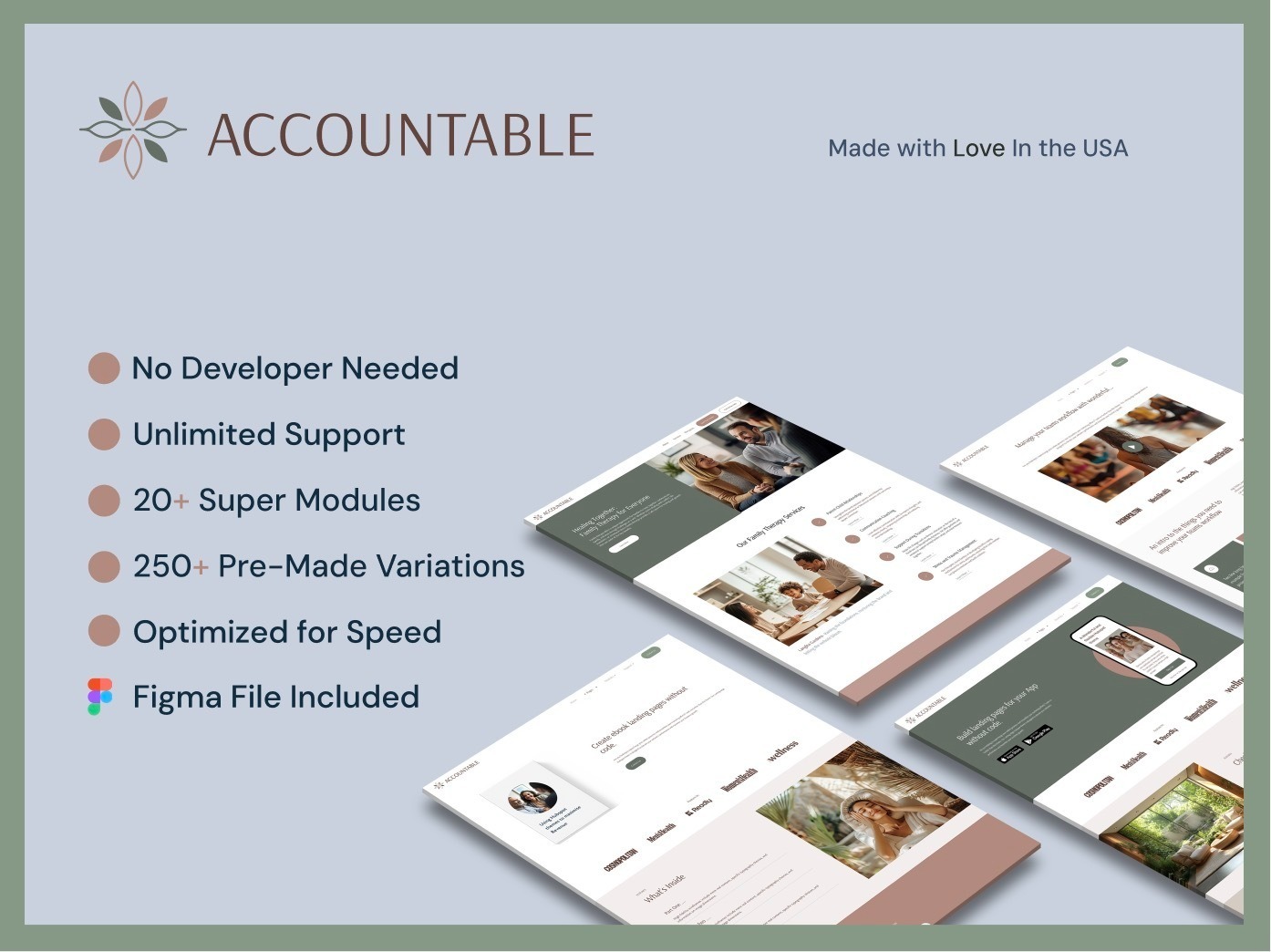 All website pages use variations from our super modules. These have been created as starting points.